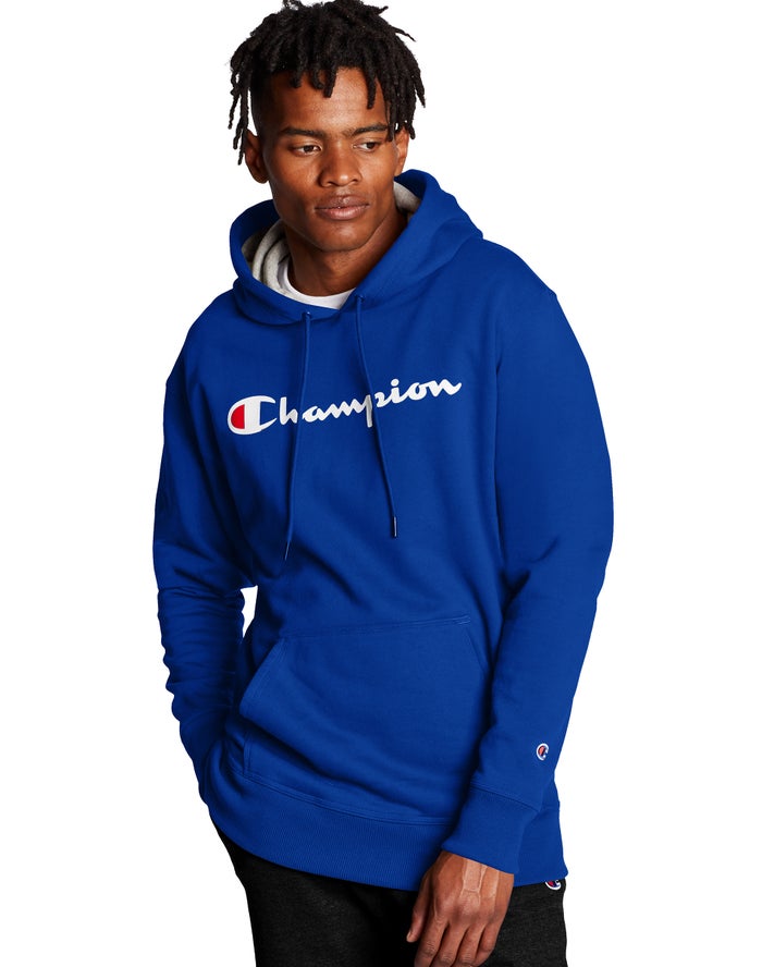 Champion Powerblend Fleece Script Logo Hoodie Heren - Blauw - Belgie 2170MNCDS